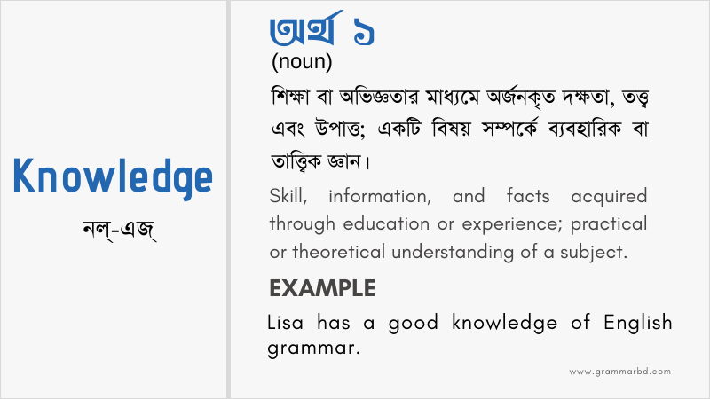 Knowledge Meaning In Bengali Knowledge Grammar Hub